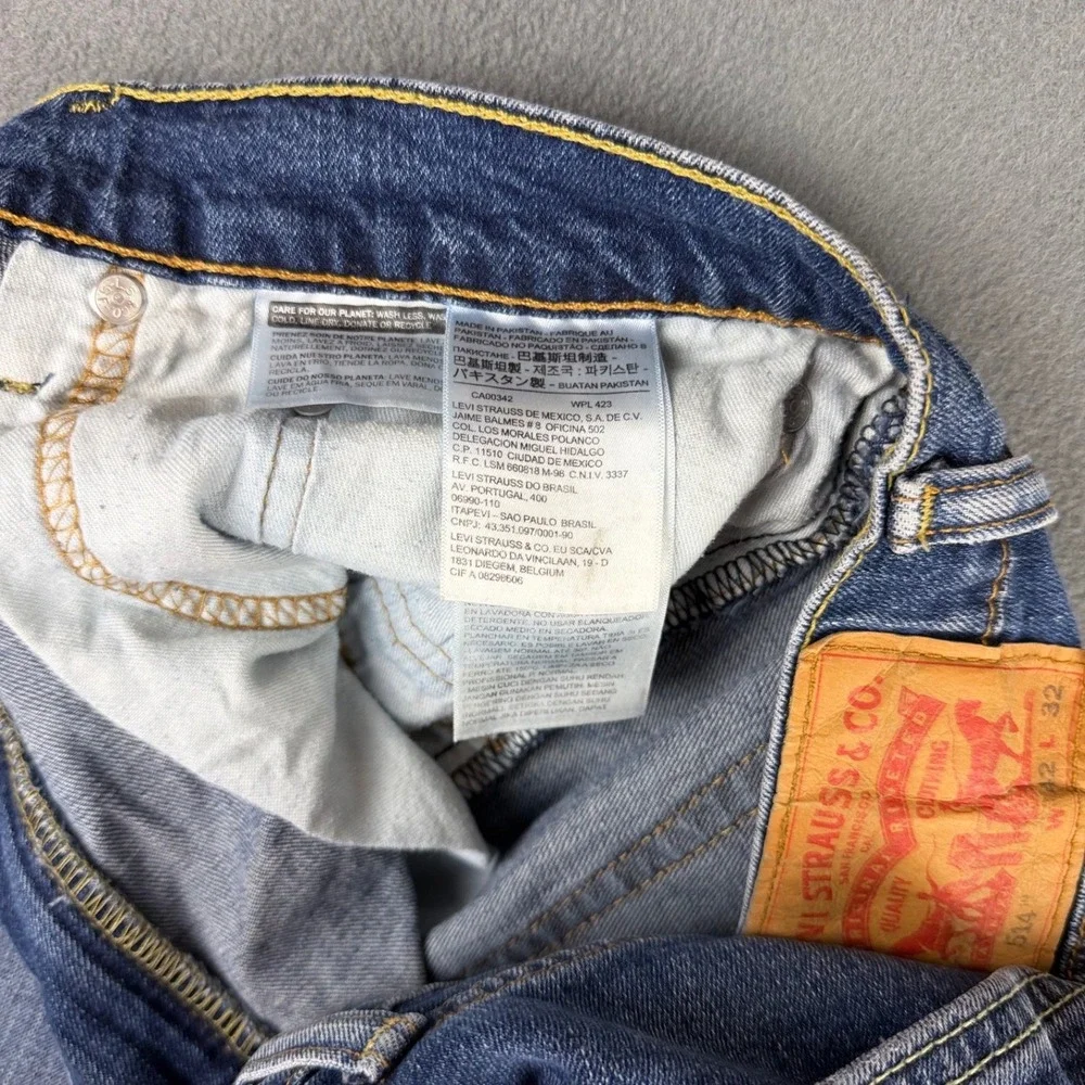 Levis 514 Straight Fit Mens Blue Denim Jeans 42x32 Medium Wash 00514-0857